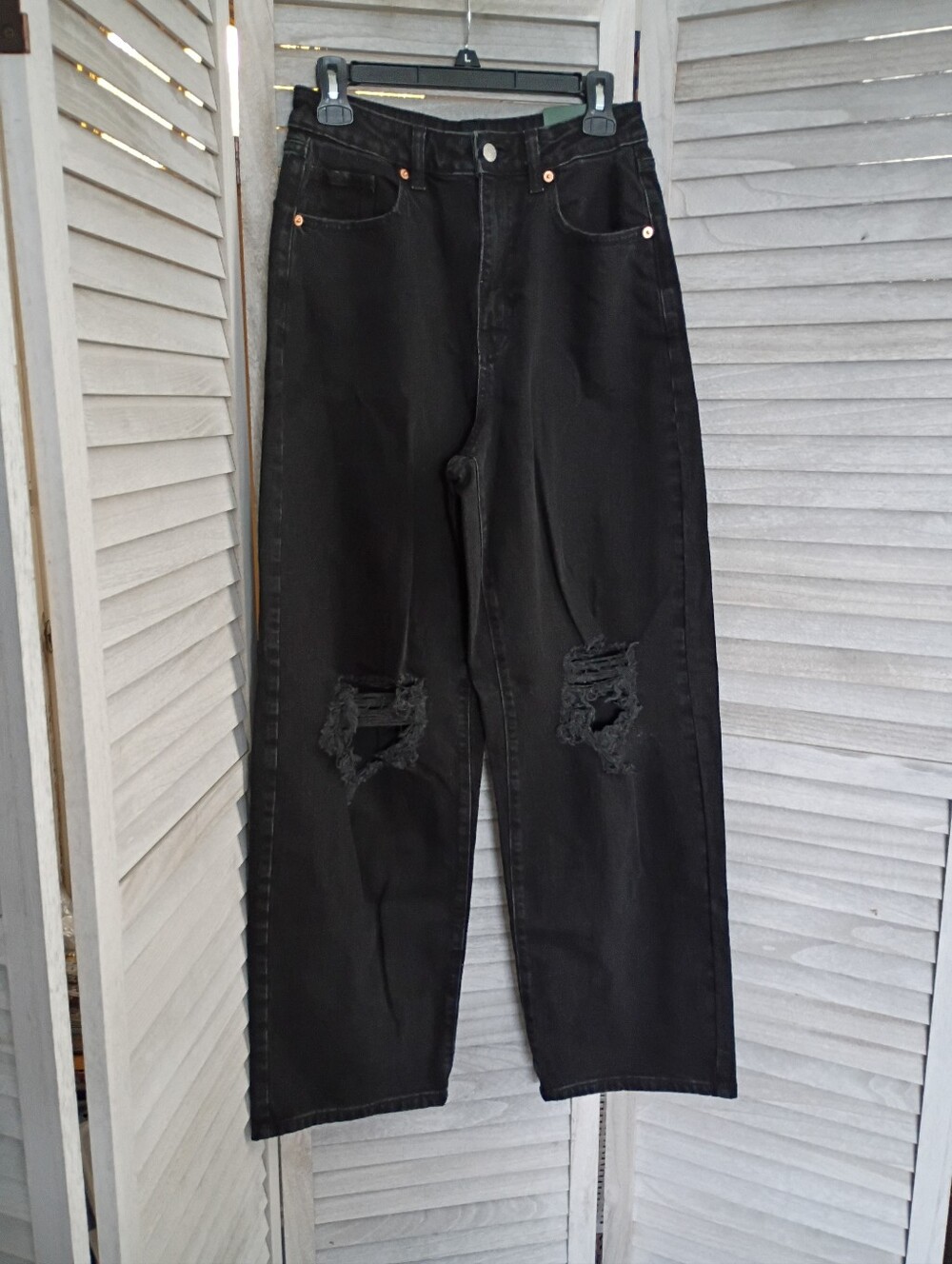 27x31 Wild Fable Highest Rise Baggy Jeans Black Distressed Women's Size 4 NEW